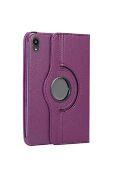 Aksesuarcim Apple iPad Uyumlu Mini 2021 6. İle Uyumlu Kılıfı Suni Deri 2 Farklı Stand Olabilen Darbe Korumalı 360 Dönebilen Tablet Kılıfı Mor Sku: Zeusb0fhhzkmj2 Arka Kapak