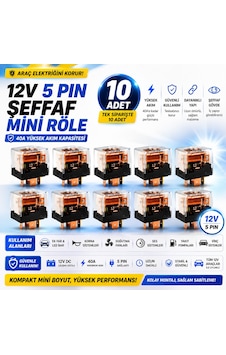 12v 40a 5 Pin Şeffaf Mini Röle 10 Adet Ekonomik Paket Oto Rölesi Ek Far Led Bar Korna Rölesi 12v 40a 5 Pin Şeffaf Mini Röle 10 Adet Ekonomik Paket Oto Rölesi Ek Far Led Bar Korna Rölesi