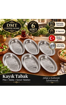 6 Adet 430 Kalite Krom Çelik İşlemeli Kayık Tabak 33 Cm El Yapımı Pilav Ve Salata Sunum Tabağı Gümüş 6 Adet 430 Kalite Krom Çelik İşlemeli Kayık Tabak 33 Cm El Yapımı Pilav Ve Salata Sunum Tabağı Gümüş