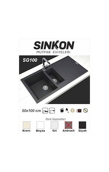 Sinkon Antrasit Granit Eviye 50 x 100 / 1.5 Göz - Sg100 - Sinkon Sinkon Antrasit Granit Eviye 50 x 100 / 1.5 Göz - Sg100 - Sinkon