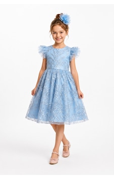 Mnk Baby & Kids Floare Kız Çocuk Abiye Elbise M00850 Mavi Mnk Baby & Kids Floare Kız Çocuk Abiye Elbise M00850 Mavi