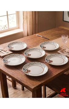 18 Cm Porselen Yemek Tabağı 6 Adet Çok Renkli 18 Cm Porselen Yemek Tabağı 6 Adet Çok Renkli