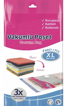 4'lu Vakumlu Poşet Hurç Seti 50x70 Cm Large - Kilitli Kıyafet Yastık Yorgan Hurcu Şefaf 4'lu Vakumlu Poşet Hurç Seti 50x70 Cm Large - Kilitli Kıyafet Yastık Yorgan Hurcu Şefaf