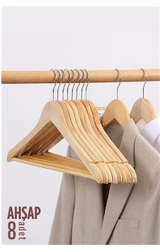 Modacar Elbise Askısı Natural Ahşap 8 Adet Çok Renkli Modacar Elbise Askısı Natural Ahşap 8 Adet Çok Renkli