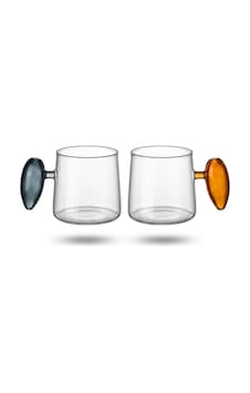 2'li Damla Kulplu Cam Bardak Renkli Cam Kulplu Modern Kahve Ve Çay Bardağı Füme-turuncu Mt-112 Mavi 2'li Damla Kulplu Cam Bardak Renkli Cam Kulplu Modern Kahve Ve Çay Bardağı Füme-turuncu Mt-112 Mavi