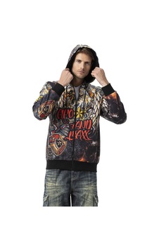 Cipo & Baxx Kartal Desenli Kapşonlu Erkek Sweatshirt Cl574 Siyah
