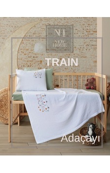 New Home Müslin Bebek Nevresim Takımı 4 Parça Traın - Adaçayı New Home Müslin Bebek Nevresim Takımı 4 Parça Traın - Adaçayı