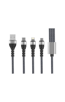 Zore Bax 3 İn 1 USB Kablo 1.2 M Siyah Zore Bax 3 İn 1 USB Kablo 1.2 M Siyah