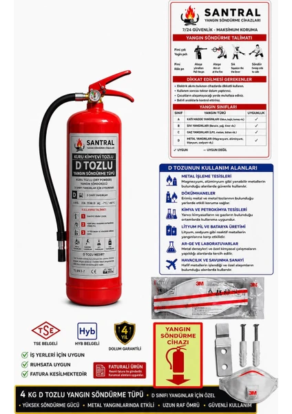 D Tozlu 4 Kg Yangın Söndürme Cihazı Metal Yangınları Için D Tozlu 4 Kg Yangın Söndürme Cihazı Metal Yangınları Için