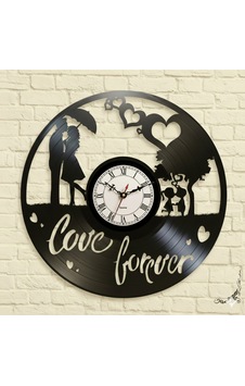 "love Forever" Yazılı Çift Silüetli Plak Saat - Sevgililer Günü Hediyesi Siyah "love Forever" Yazılı Çift Silüetli Plak Saat - Sevgililer Günü Hediyesi Siyah