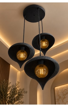 Beton Görünümlü 3'lü Su Damlası Sarkıt Avize Modern Bohem Salon Yemek Masası 3 Rustik Led Ampul Hediyeli Siyah Beton Görünümlü 3'lü Su Damlası Sarkıt Avize Modern Bohem Salon Yemek Masası 3 Rustik Led Ampul Hediyeli Siyah