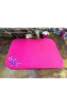 1 Adet Nakış İşleme Çiçekli Keçe Amerikan Servis 40x30 Cm Pembe