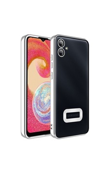 Galaxy A04e Kılıf Kamera Korumalı Logo Gösteren Zore Omega Kapak Gümüş