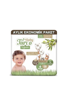 Baby Turco Doğadan Bebek Bezi 6 Numara Xlarge Aylık Ekonomik Paket 128 Adet Baby Turco Doğadan Bebek Bezi 6 Numara Xlarge Aylık Ekonomik Paket 128 Adet