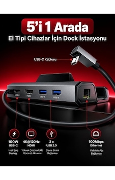Jsaux 5 İn 1 Docking Station Hb0602 4k 120hz Hdmı, 100w Pd, Ethernet