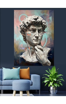 Modern Çizgili Klasik David Heykeli Dekoratif Kanvas - Mdf Ahşap Tablo Modern Çizgili Klasik David Heykeli Dekoratif Kanvas - Mdf Ahşap Tablo