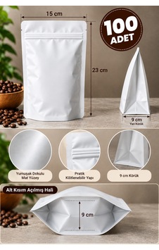 Mat Beyaz Doypack Ambalaj Poşeti 15x23 Cm 100 Adet Mat Beyaz Doypack Ambalaj Poşeti 15x23 Cm 100 Adet