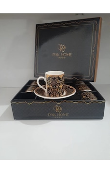 Porselen 6 Lı Lüks Kahve Fincan Takımı Royaleks-pak-2206 Siyah