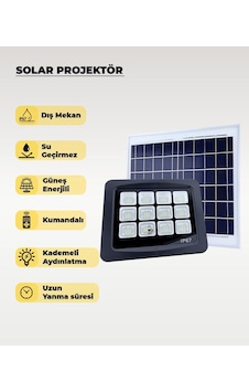120w Solar Projektör Ip67 Beyaz Işık Su Geçirmez - Dış Mekan