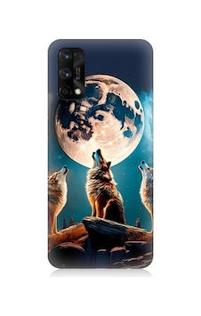 Realme 7 Pro Uyumlu 3 Kurt Ve Dolunay Desenli Silikon Kılıf Realme 7 Pro Uyumlu 3 Kurt Ve Dolunay Desenli Silikon Kılıf