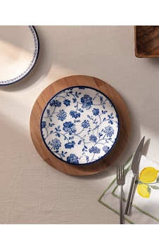 Madame Coco Rêve Bleu Fleur pasta tabağı 19 cm Mavi - Beyaz Madame Coco Rêve Bleu Fleur pasta tabağı 19 cm Mavi - Beyaz