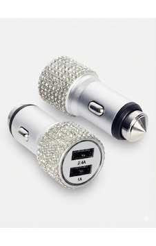 Kristal Taşlı Metal Araç Çakmaklık Şarj Aleti Çift Usb-a Girişli Hızlı Şarj 2.4a 12-24v Gümüş Kristal Taşlı Metal Araç Çakmaklık Şarj Aleti Çift Usb-a Girişli Hızlı Şarj 2.4a 12-24v Gümüş