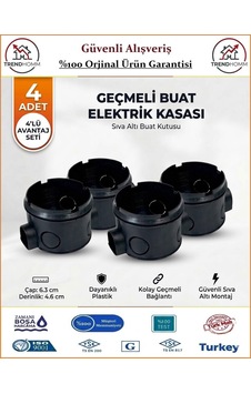 Trendhomm Geçmeli Anahtar Priz Kasası - Sıva Altı - Siyah - 4 Adet Trendhomm Geçmeli Anahtar Priz Kasası - Sıva Altı - Siyah - 4 Adet