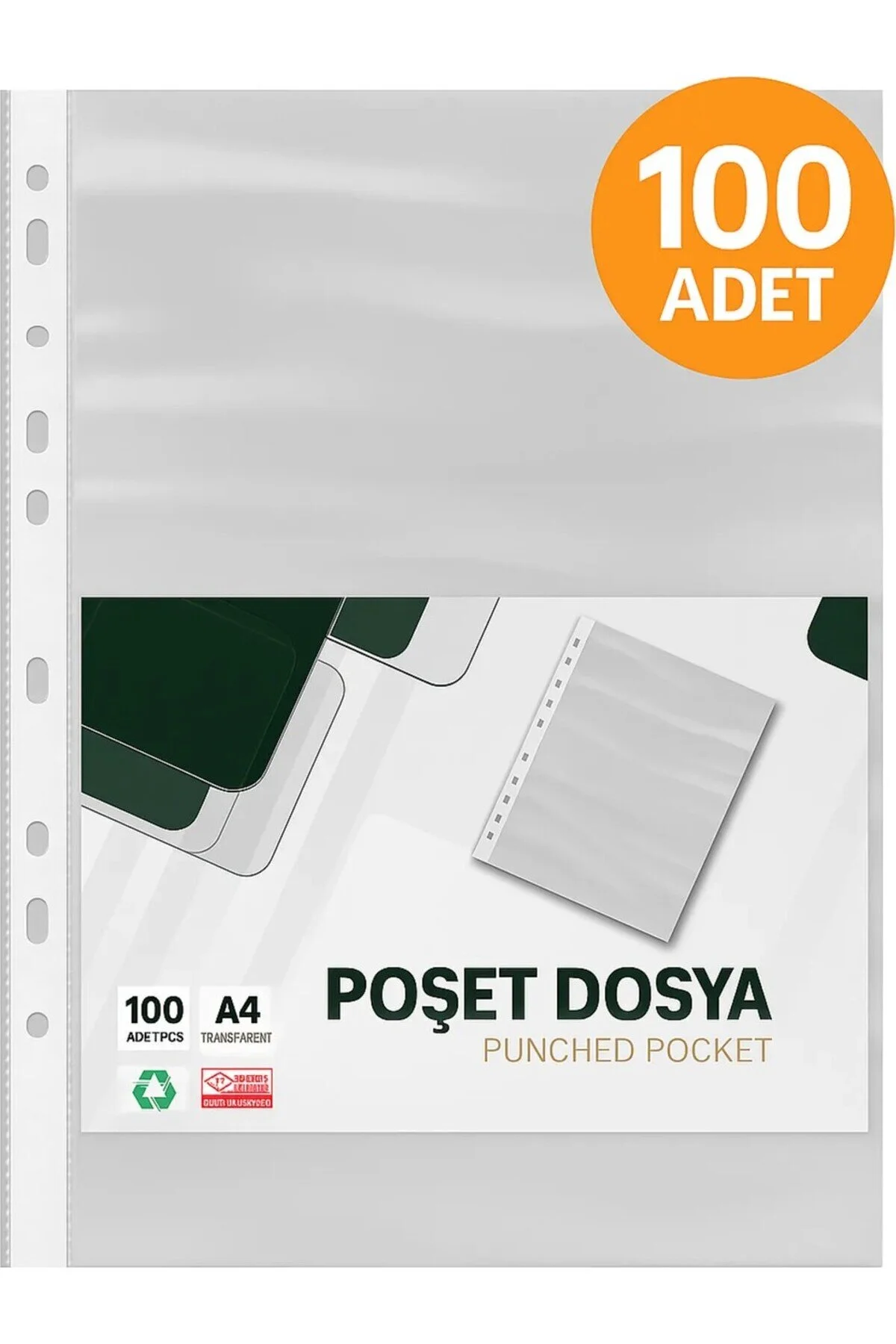 Şeffaf Poşet Dosya 100 Adet Delikli, Klasör Uyumlu A4 1 Şeffaf Poşet Dosya 100 Adet Delikli, Klasör Uyumlu A4 1
