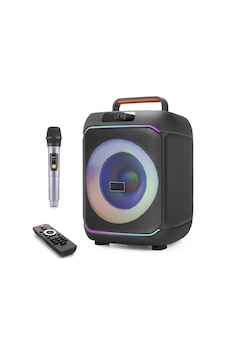 Karaoke Mikrofonlu Hoparlör Fm Radyo 40w 8 İnç Rgb Kumandalı Siyah Jbr818