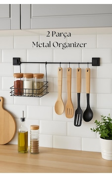 2 Parça Metal Askılı Mutfak Organizeri & Mutfak Rafı & Sepet Renkli 2 Parça Metal Askılı Mutfak Organizeri & Mutfak Rafı & Sepet Renkli