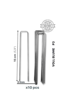 P3 15cm Çadır Kazığı Çelik Metal Peyzaj Demiri Kaymaz Kancalı Branda Çivisi Paslanmaz Gümüş 10 Adet 15 X 1