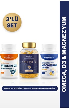 Omega 3 90 Kapsül + Vitamin D3 1000 Iu 60 Tablet + Magnezyum Kompleksi B6 60 Tablet 3'lü Set Omega 3 90 Kapsül + Vitamin D3 1000 Iu 60 Tablet + Magnezyum Kompleksi B6 60 Tablet 3'lü Set