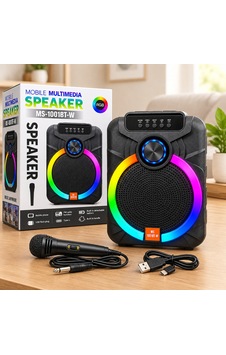 10" Karaoke Bluetooth Hoparlör Mikrofonlu, Şarjlı, Rgb Çok Renkli 10" Karaoke Bluetooth Hoparlör Mikrofonlu, Şarjlı, Rgb Çok Renkli