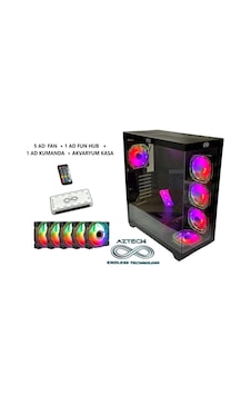 Aztech Azt101-b 600w Temperlı Cam U.kumandalı+5xrgb Fan Akvaryum Gamıng Kasa Sıyah Aztech Azt101-b 600w Temperlı Cam U.kumandalı+5xrgb Fan Akvaryum Gamıng Kasa Sıyah