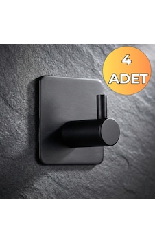 4 Adet Gancio Siyah Kendinden Yapışkanlı Paslanmaz Çelik Topuzlu Askılık - Havlu Askısı Mat Siyah 4 Adet Gancio Siyah Kendinden Yapışkanlı Paslanmaz Çelik Topuzlu Askılık - Havlu Askısı Mat Siyah