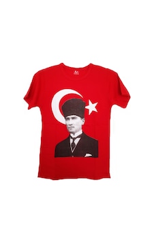 Salar Ticaret Çocuk Kalpaklı Ay Yıldızlı Atatürk Tişörtü Pamuklu Unisex Model Kırmızı Salar Ticaret Çocuk Kalpaklı Ay Yıldızlı Atatürk Tişörtü Pamuklu Unisex Model Kırmızı