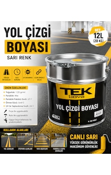 Tek Boya Yol Çizgi Boyası Sarı Renk 12 Litre 20 Kg Tek Boya Yol Çizgi Boyası Sarı Renk 12 Litre 20 Kg