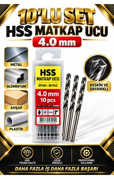 4 Mm Hss Matkap Ucu 10 Lu Set Metal Alüminyum Ahşap Plastik Delme 4 Mm Hss Matkap Ucu 10 Lu Set Metal Alüminyum Ahşap Plastik Delme
