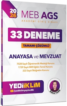 Yediiklim Yayınları 2026 Meb Ags Anayasa Ve Mevzuat Tamamı Çözümlü 33 Deneme Yediiklim Yayınları 2026 Meb Ags Anayasa Ve Mevzuat Tamamı Çözümlü 33 Deneme