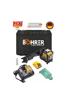 Böhrer Hb0214t 12v Max Lazer Seviyesi, Yeşil Çizgi Lazeri, 3 Yollu, 360 Derece Profesyonel , Kablosuz Edilebilir Böhrer Hb0214t 12v Max Lazer Seviyesi, Yeşil Çizgi Lazeri, 3 Yollu, 360 Derece Profesyonel , Kablosuz Edilebilir
