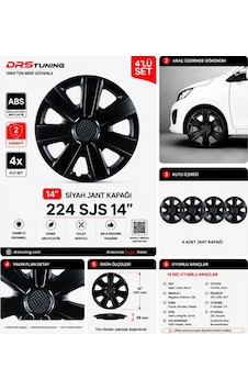 Alfa Romeo Uyumlu 14 Inç Kırılmaz Parlak Siyah Jant Kapağı 1 Takım 4 Adet No:224