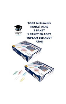 %100 Yerli Üretim Renkli Ataş 2 Paket 1 Paket 50 Adet Toplam 100 %100 Yerli Üretim Renkli Ataş 2 Paket 1 Paket 50 Adet Toplam 100
