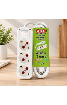 Anahtarlı 3 M Priz Çok Renkli Normal Anahtarlı 3 M Priz Çok Renkli Normal