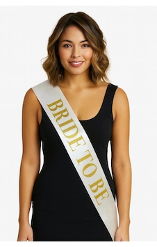 Populermarketim - Beyaz Saten Üzerine Kalın Altın Yazılı Bride To Be Kuşağı Standart Populermarketim - Beyaz Saten Üzerine Kalın Altın Yazılı Bride To Be Kuşağı Standart