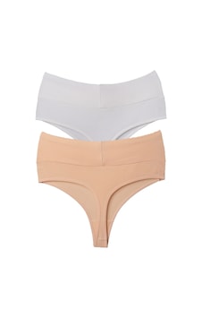 Vanilya Secret Tanga Yüksek Bel Toparlayıcı Pamuk 2'li Paket Beyaz - Ten Vanilya Secret Tanga Yüksek Bel Toparlayıcı Pamuk 2'li Paket Beyaz - Ten