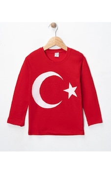 Özdemirli Bebe Unisex Bisiklet Yaka Ay Yıldız Baskılı Uzun Kol Kırmızı T-shirt KIrmızı Özdemirli Bebe Unisex Bisiklet Yaka Ay Yıldız Baskılı Uzun Kol Kırmızı T-shirt KIrmızı