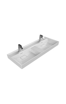 Cerastyle Turkuaz Sharp Etajerli Lavabo 120 x 48 CM (Cıft Hazne Cıf Cerastyle Turkuaz Sharp Etajerli Lavabo 120 x 48 CM (Cıft Hazne Cıf
