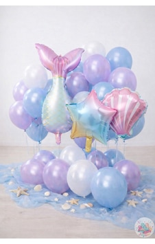 Denizkızı Konsept Balon Seti 28 Li Folyo Kuyruk Yıldız İstiridye Lavanta Bebek Mavi Çok Renkli Denizkızı Konsept Balon Seti 28 Li Folyo Kuyruk Yıldız İstiridye Lavanta Bebek Mavi Çok Renkli