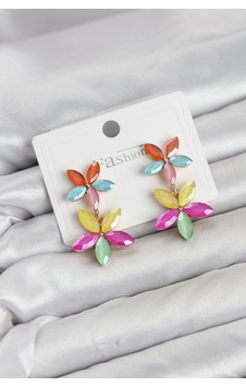 Karışık Renkli Kristal Çiçek Küpe Karışık Renkli Kristal Çiçek Küpe