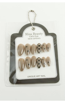 Cosmotex Desenli Mina Beauty Kedi Gözü Takma Tırnak-bordo Cosmotex Desenli Mina Beauty Kedi Gözü Takma Tırnak-bordo